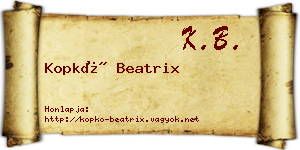 Kopkó Beatrix névjegykártya