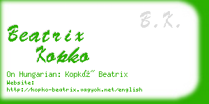 beatrix kopko business card